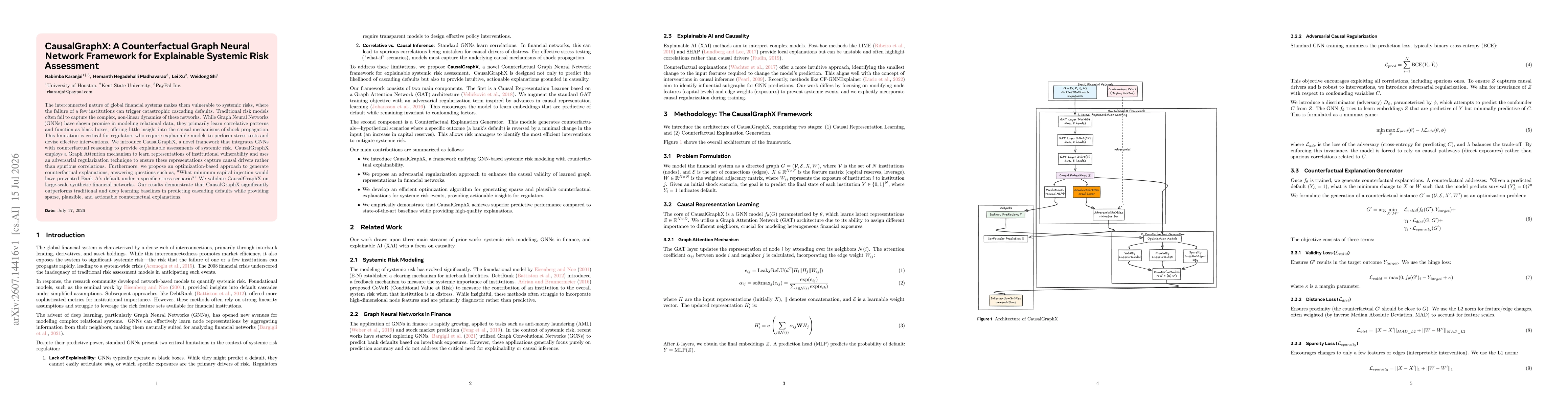 Thumbnail for CausalGraphX: A Counterfactual Graph Neural Network Framework for Explainable Systemic Risk Assessment