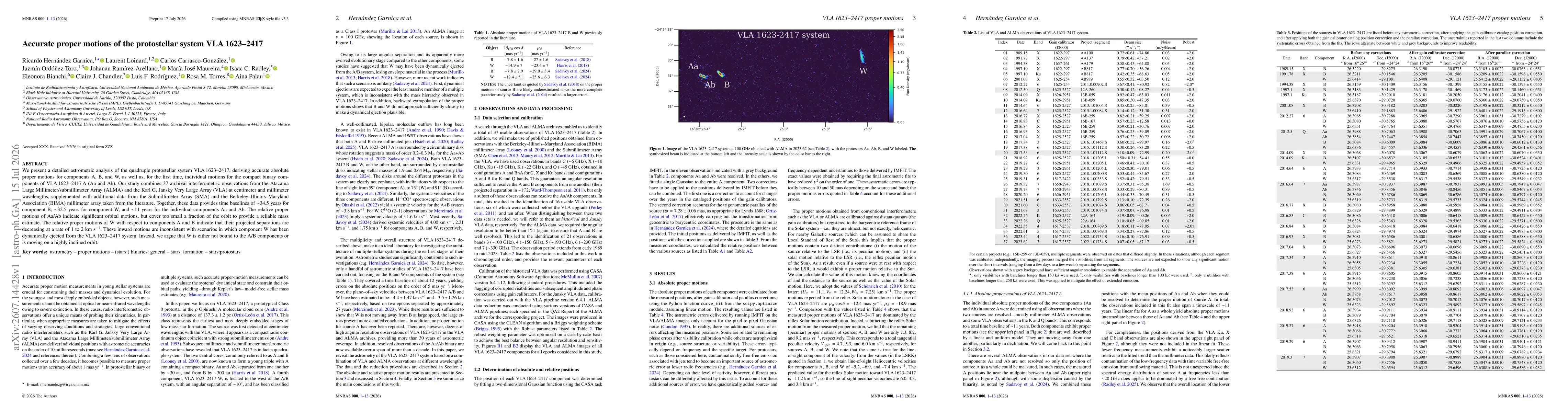 Thumbnail for Accurate proper motions of the protostellar system VLA1623-2417