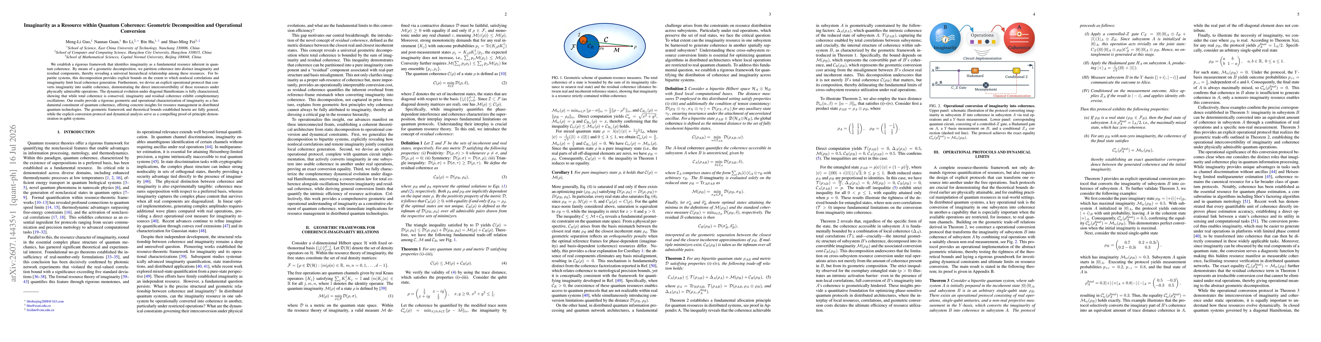 Thumbnail for Imaginarity as a Resource within Quantum Coherence: Geometric Decomposition and Operational Conversion