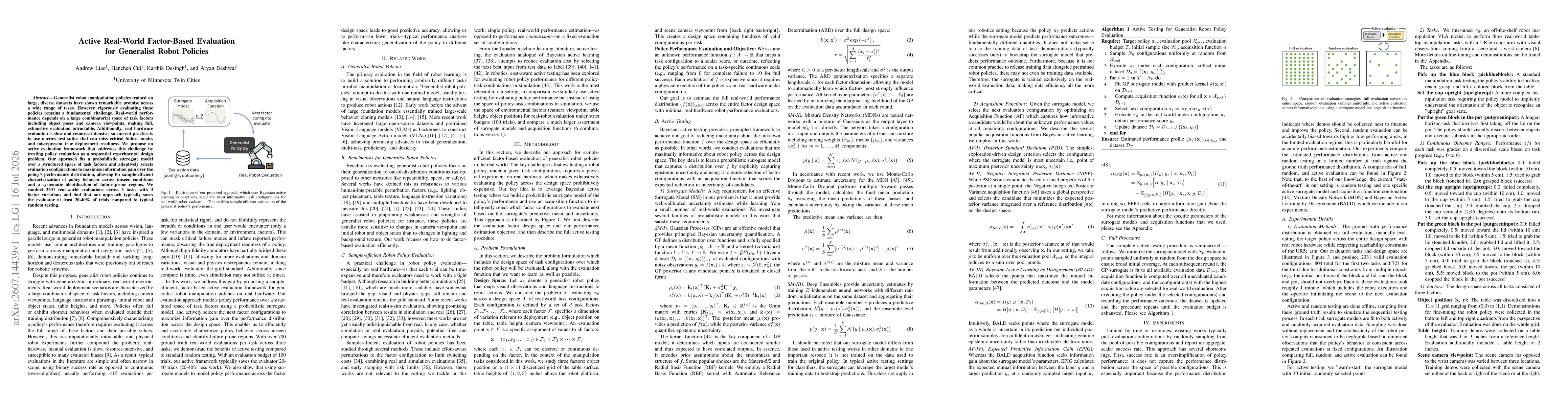 Thumbnail for Active Real-World Factor-Based Evaluation for Generalist Robot Policies