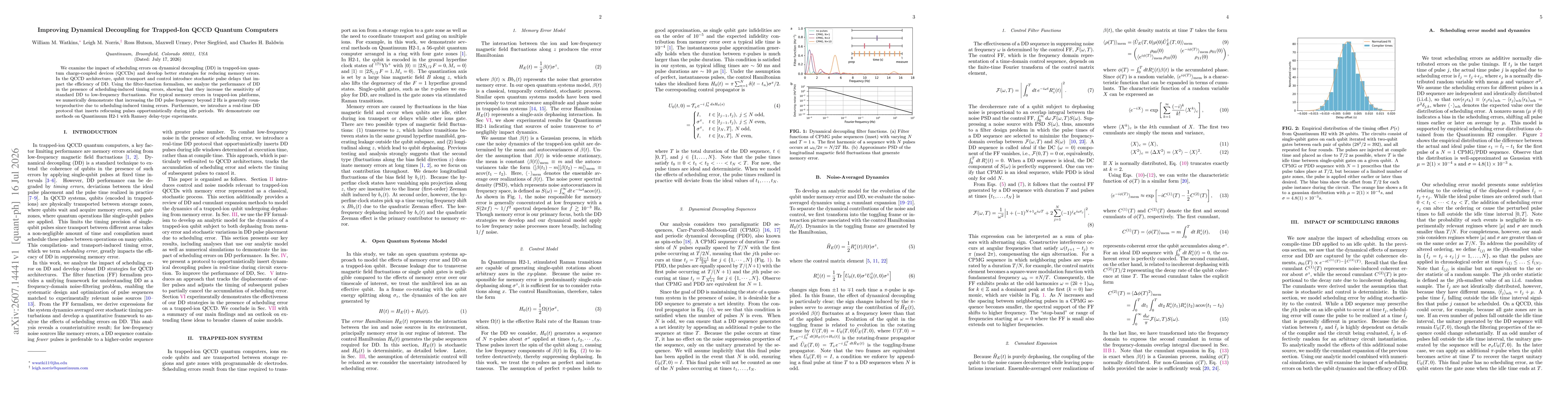Thumbnail for Improving Dynamical Decoupling for Trapped-Ion QCCD Quantum Computers