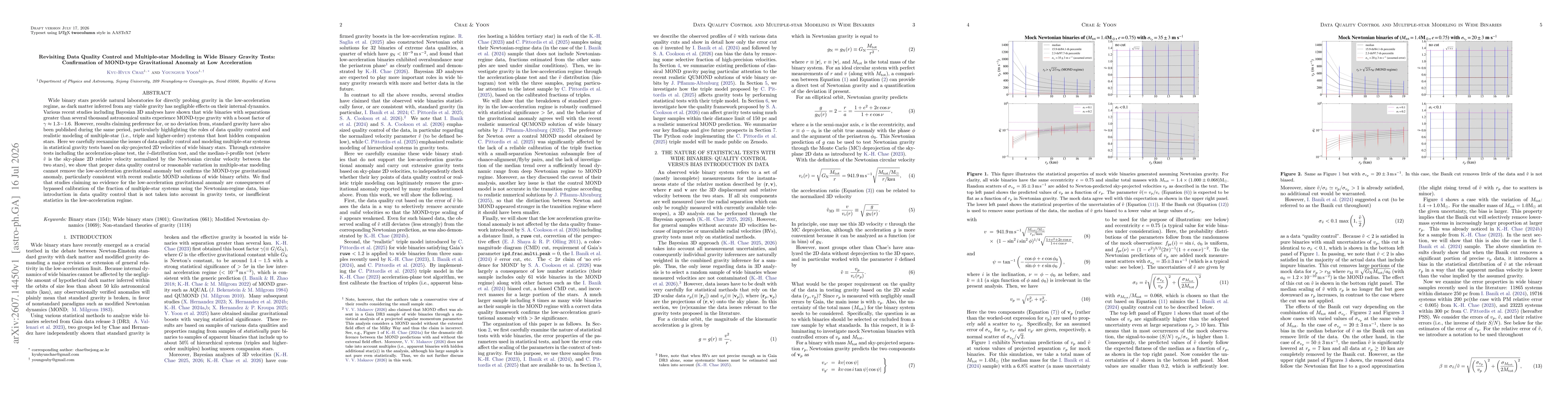 Thumbnail for Revisiting Data Quality Control and Multiple-star Modeling in Wide Binary Gravity Tests: Confirmation of MOND-type Gravitational Anomaly at Low Acceleration