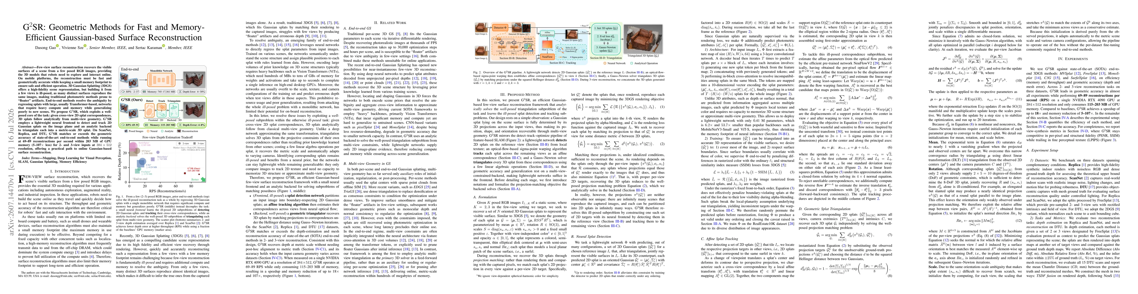 Thumbnail for G$^2$SR: Geometric Methods for Fast and Memory-Efficient Gaussian-based Surface Reconstruction