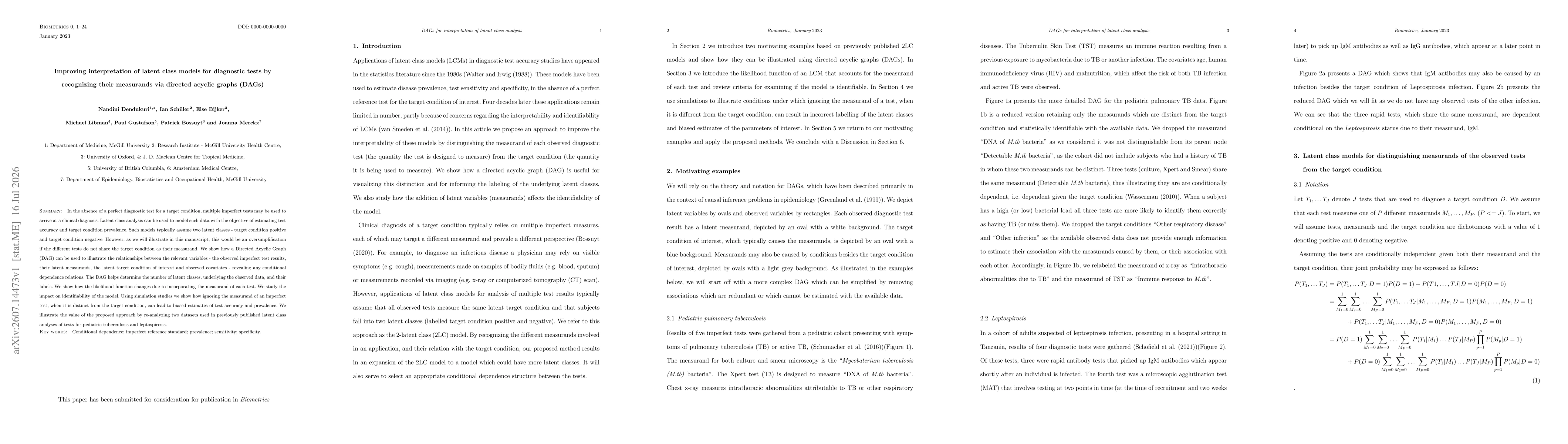 Thumbnail for Improving interpretation of latent class models for diagnostic tests by recognizing their measurands via directed acyclic graphs (DAGs)