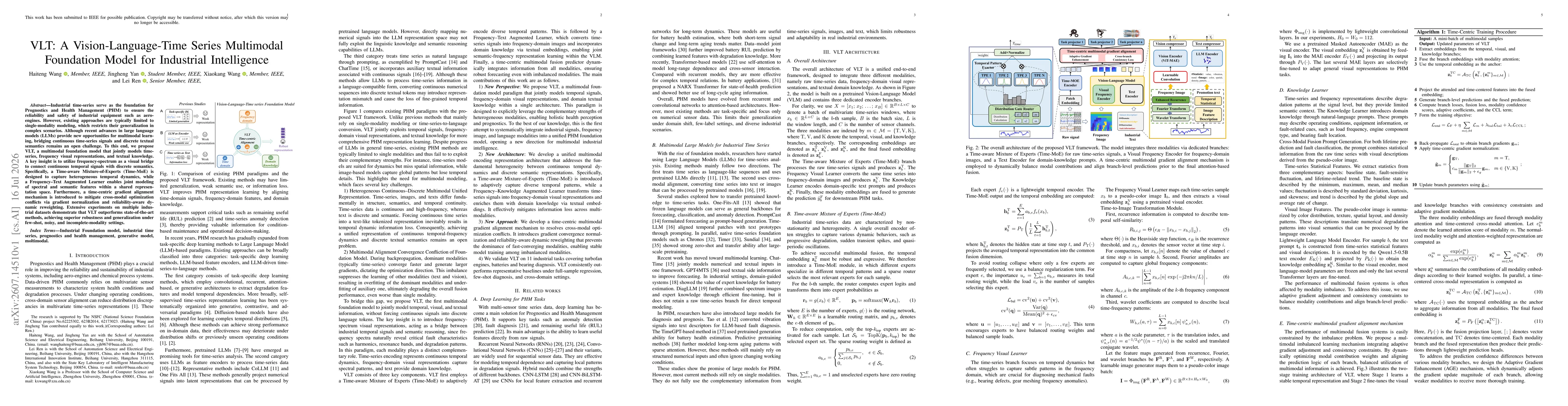 Thumbnail for VLT: A Vision-Language-Time Series Multimodal Foundation Model for Industrial Intelligence