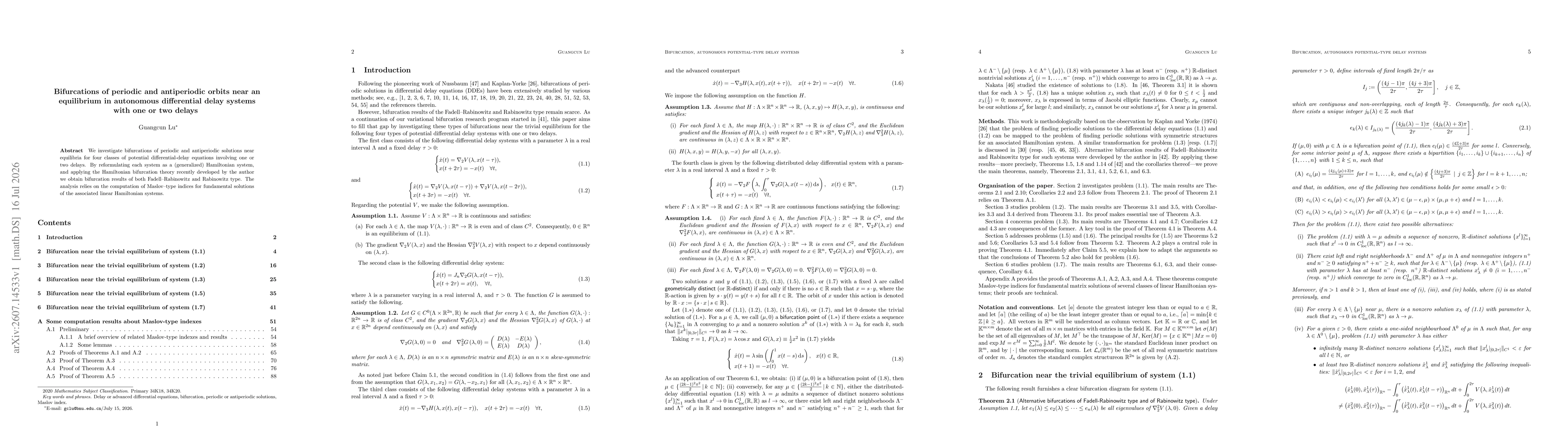 Thumbnail for Bifurcations of periodic and antiperiodic orbits near an equilibrium in autonomous differential delay systems with one or two delays