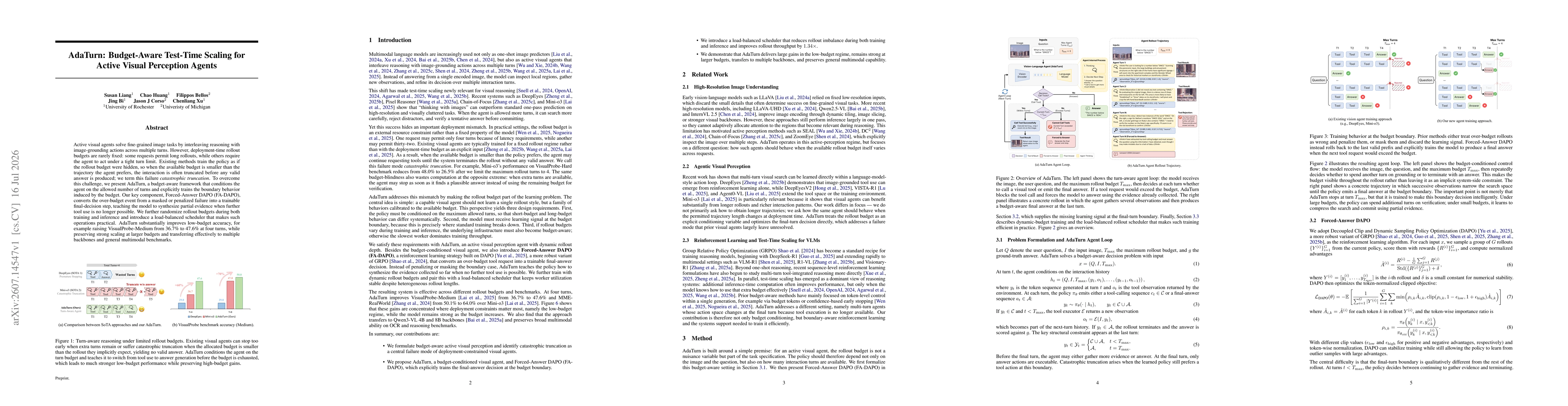 Thumbnail for AdaTurn: Budget-Aware Test-Time Scaling for Active Visual Perception Agents
