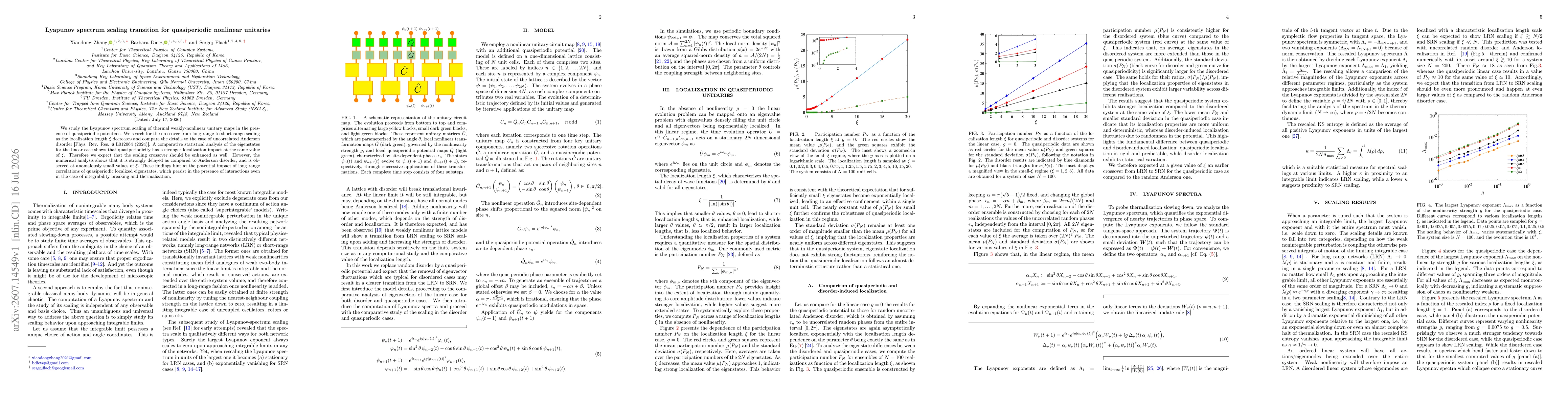 Thumbnail for Lyapunov spectrum scaling transition for quasiperiodic nonlinear unitaries
