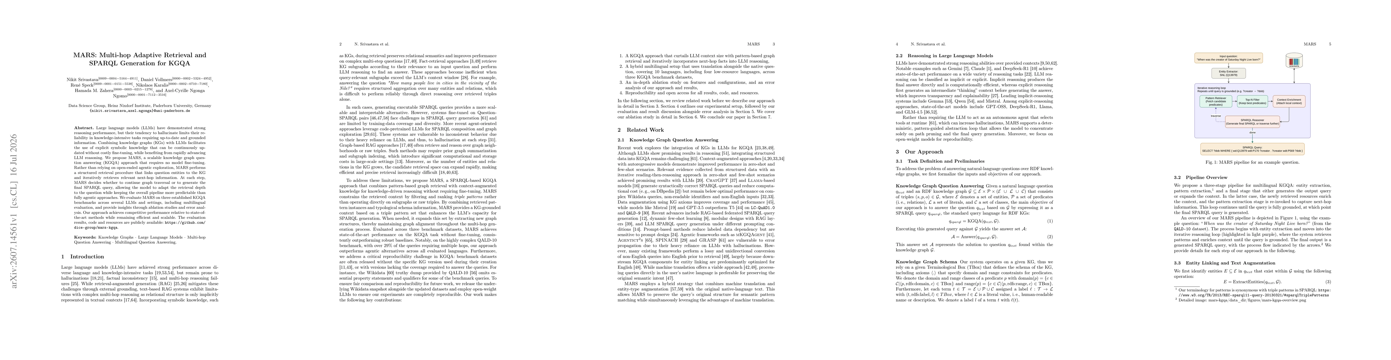 Thumbnail for MARS: Multi-hop Adaptive Retrieval and SPARQL Generation for KGQA