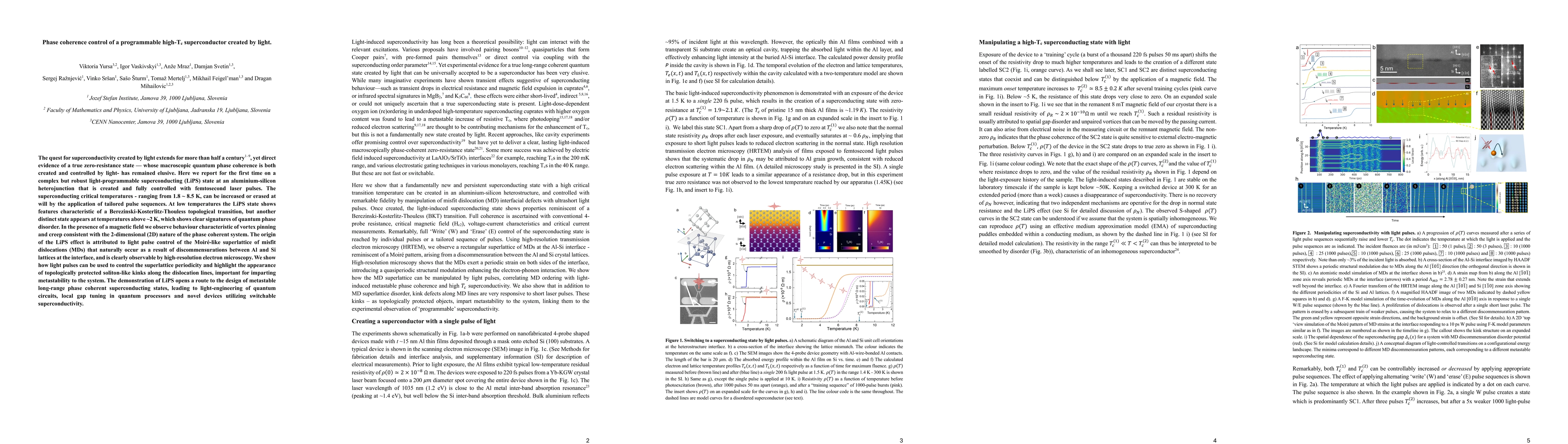 Thumbnail for Phase coherence control of a programmable high-Tc superconductor created by light