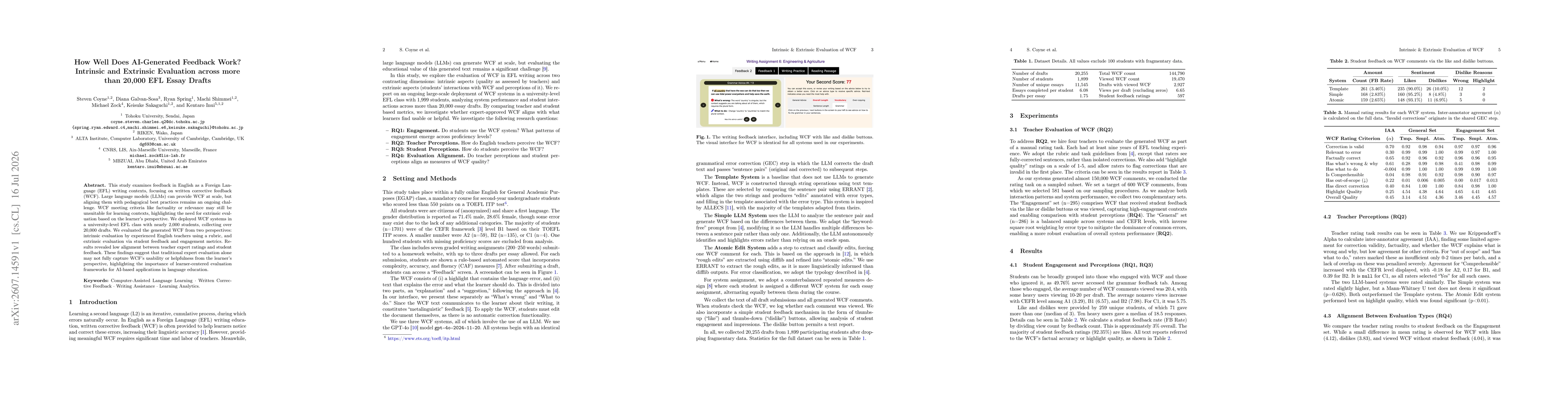 Thumbnail for How Well Does AI-Generated Feedback Work? Intrinsic and Extrinsic Evaluation across more than 20,000 EFL Essay Drafts