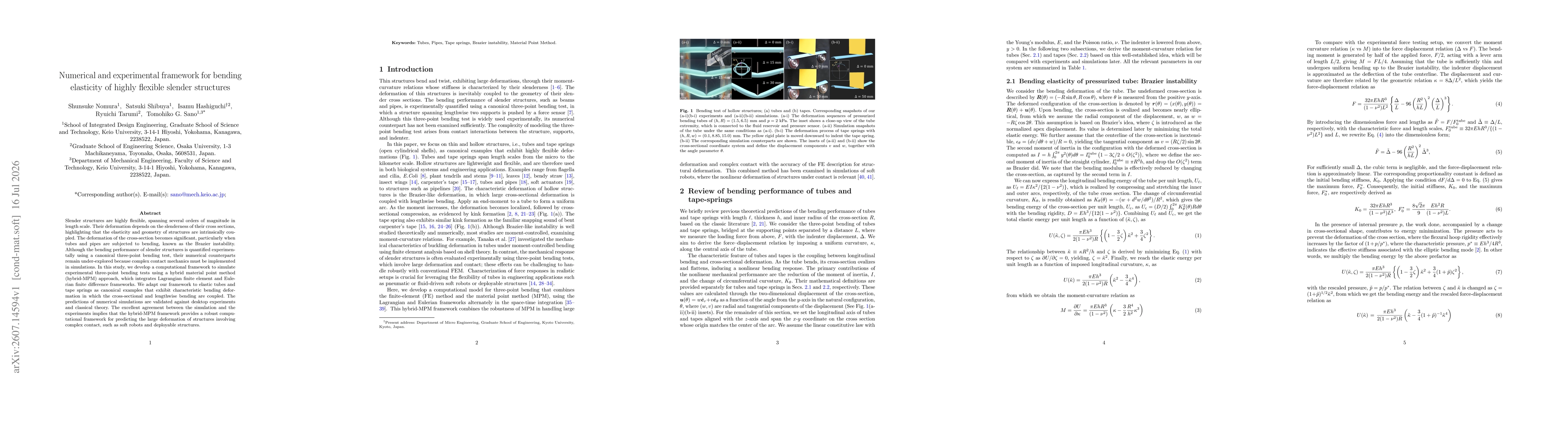 Thumbnail for Numerical and experimental framework for bending elasticity of highly flexible slender structures