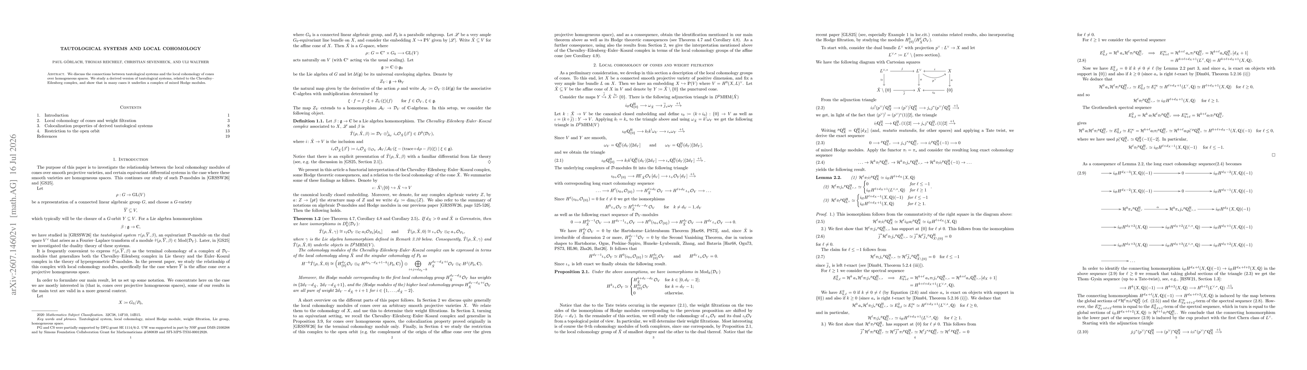 Thumbnail for Tautological systems and local cohomology