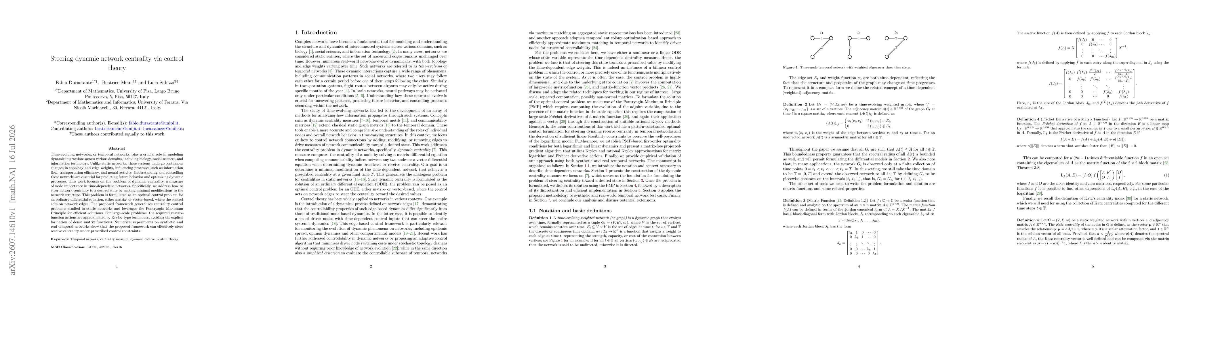 Thumbnail for Steering dynamic network centrality via control theory