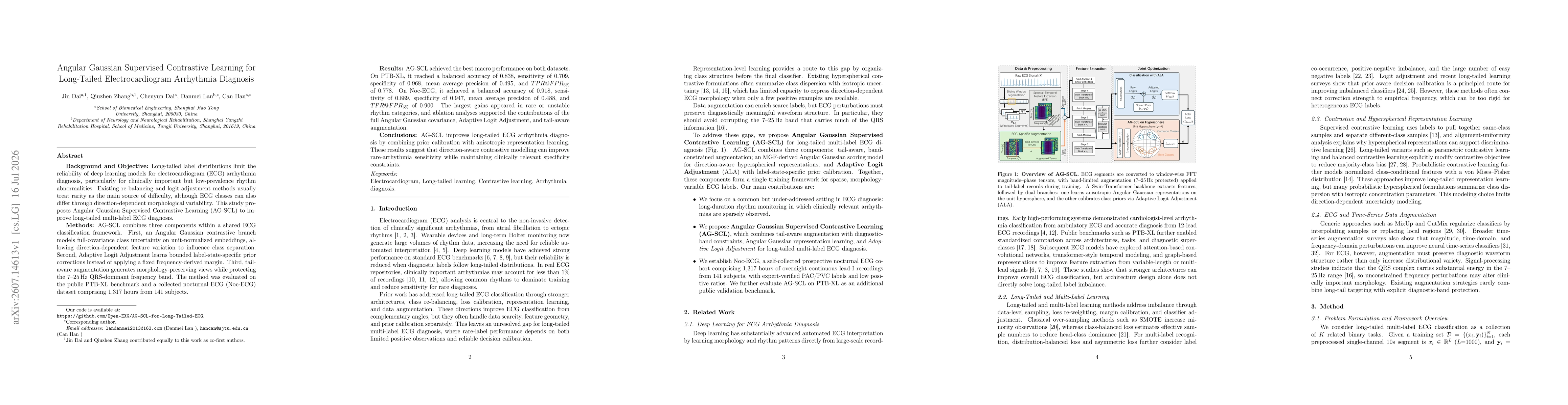 Thumbnail for Angular Gaussian Supervised Contrastive Learning for Long-Tailed Electrocardiogram Arrhythmia Diagnosis