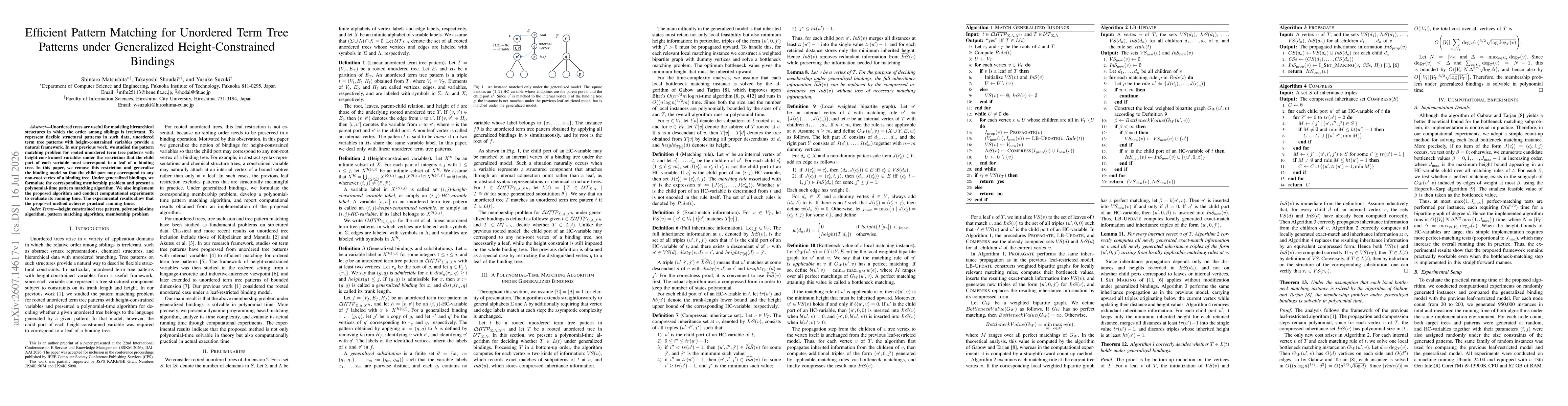 Thumbnail for Efficient Pattern Matching for Unordered Term Tree Patterns under Generalized Height-Constrained Bindings