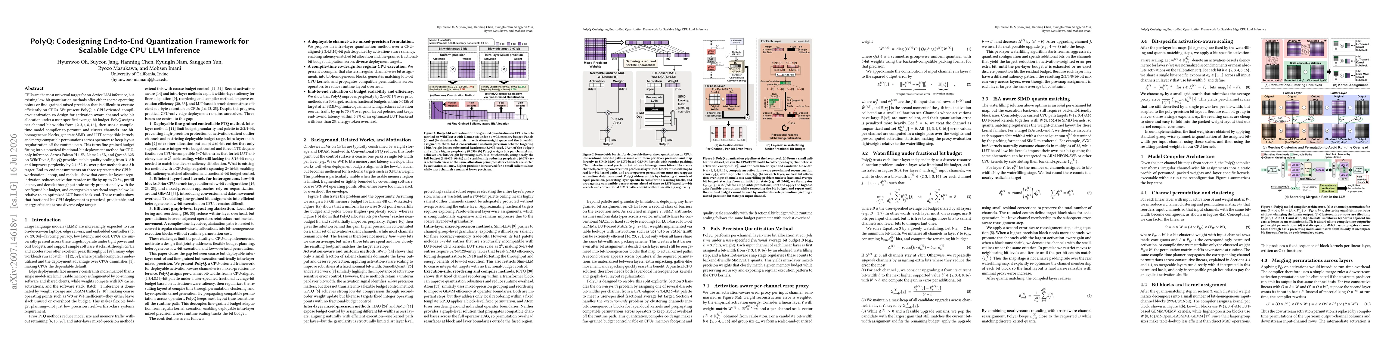 Thumbnail for PolyQ: Codesigning End-to-End Quantization Framework for Scalable Edge CPU LLM Inference