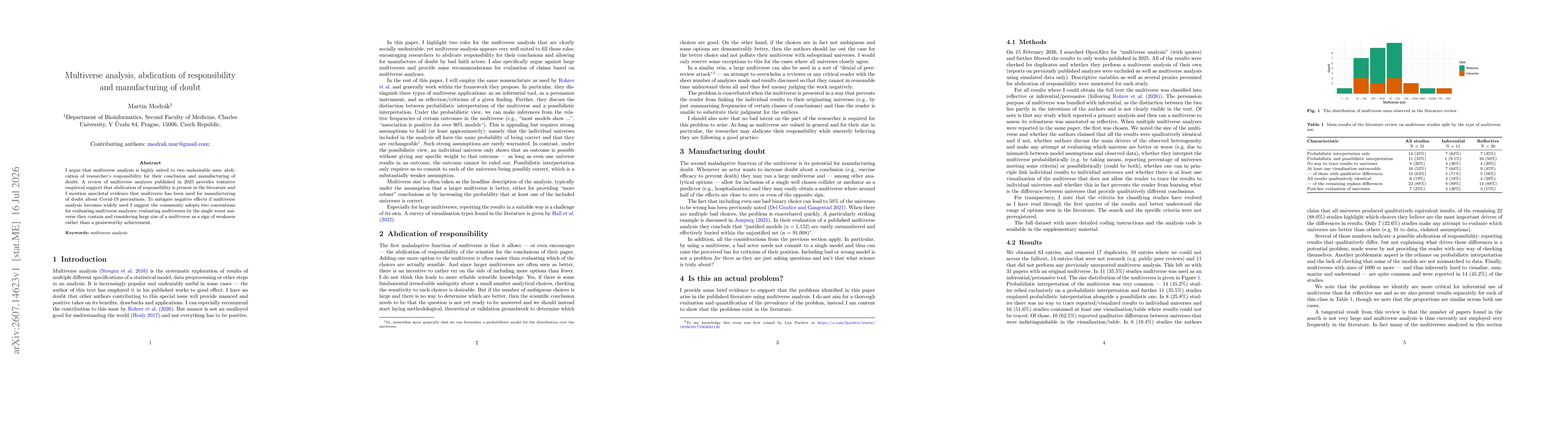 Thumbnail for Multiverse analysis, abdication of responsibility and manufacturing of doubt