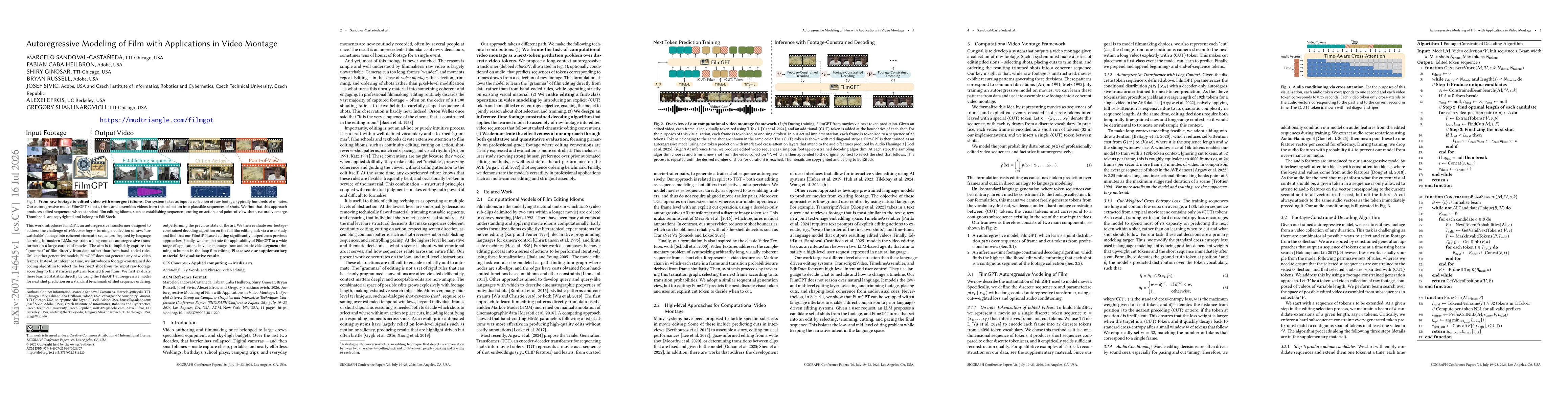 Thumbnail for Autoregressive Modeling of Film with Applications in Video Montage