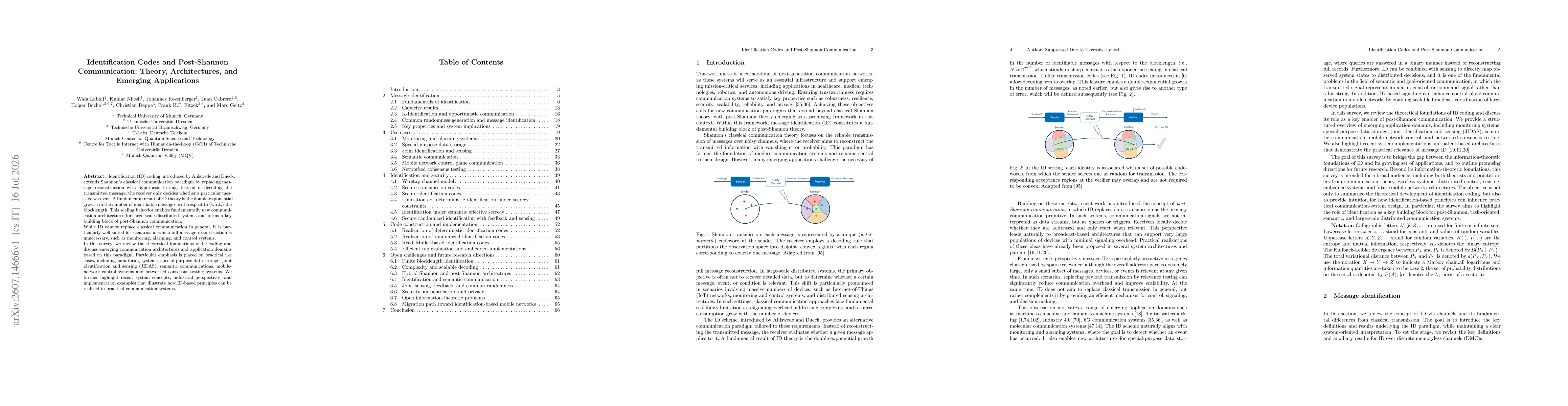 Thumbnail for Identification Codes and Post-Shannon Communication: Theory, Architectures, and Emerging Applications