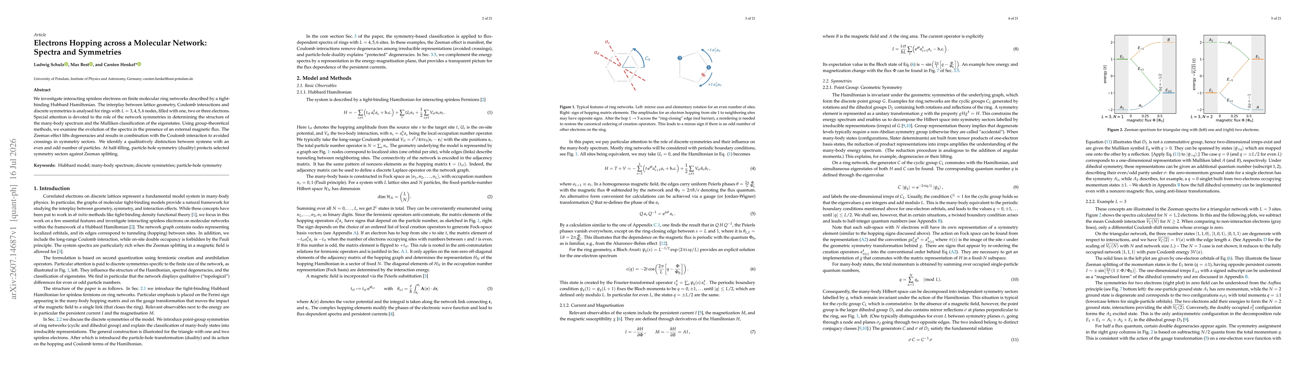Thumbnail for Electrons Hopping across a Molecular Network: Spectra and Symmetries