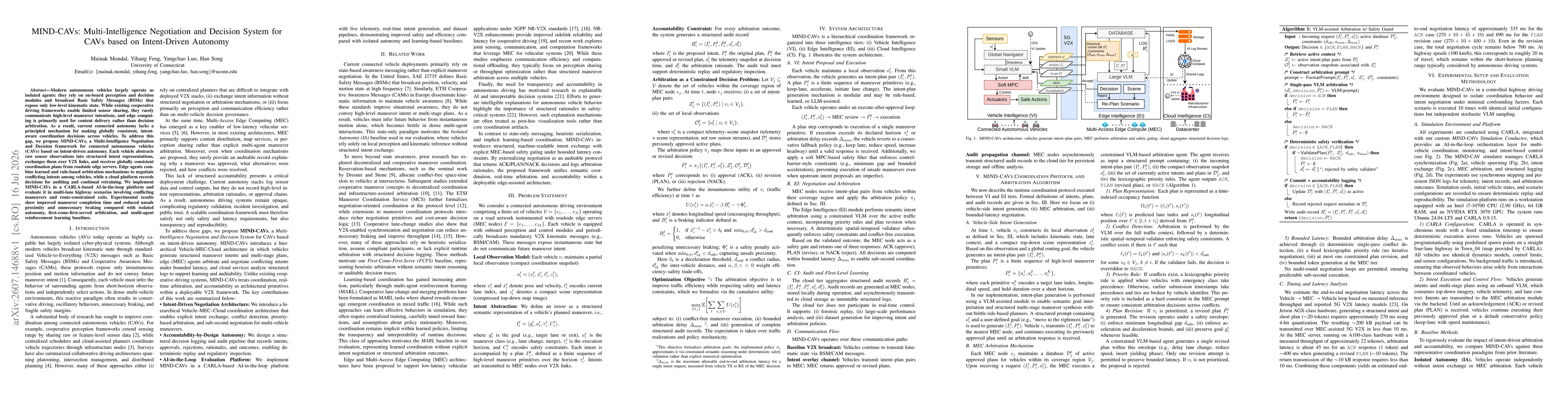 Thumbnail for MIND-CAVs: Multi-Intelligence Negotiation and Decision System for CAVs based on Intent-Driven Autonomy