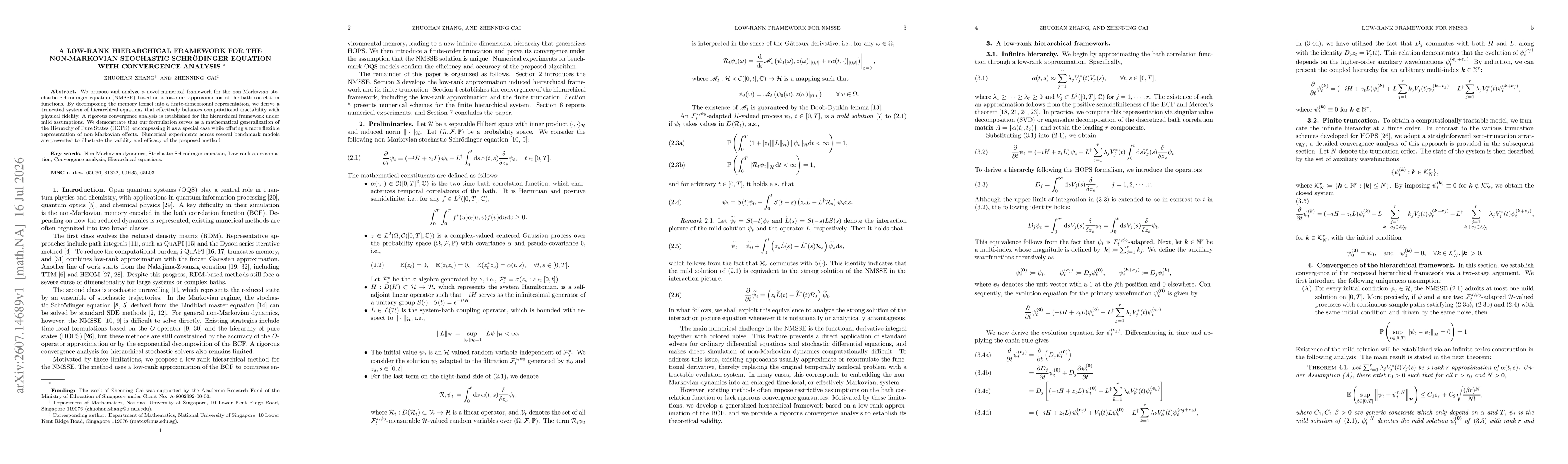 Thumbnail for A low-rank hierarchical framework for the non-Markovian stochastic Schrödinger equation with convergence analysis