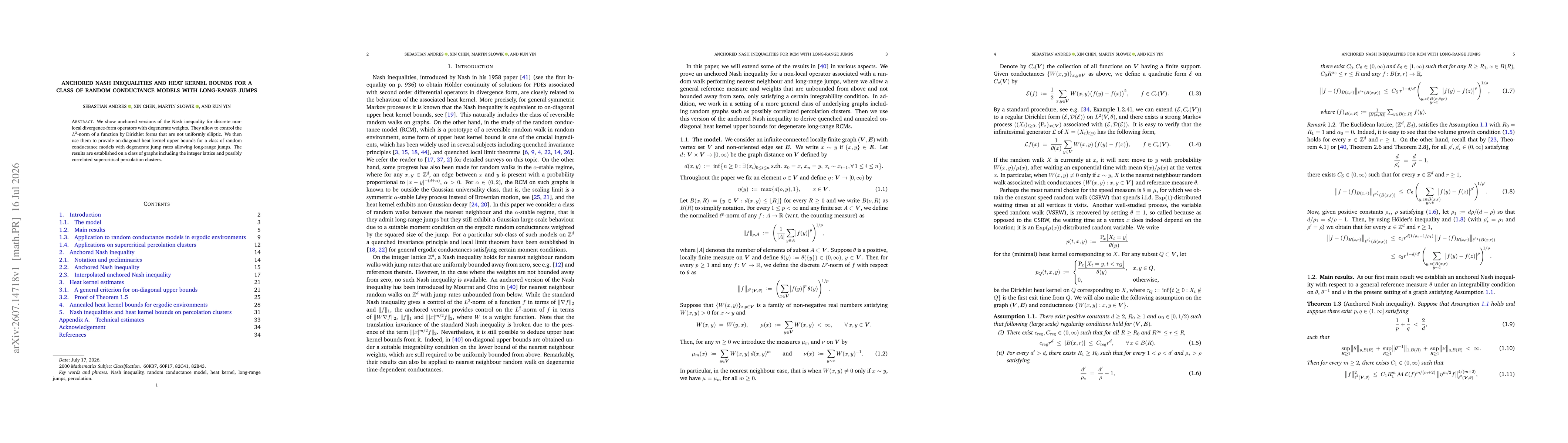 Thumbnail for Anchored Nash inequalities and heat kernel bounds for a class of random conductance models with long-range jumps