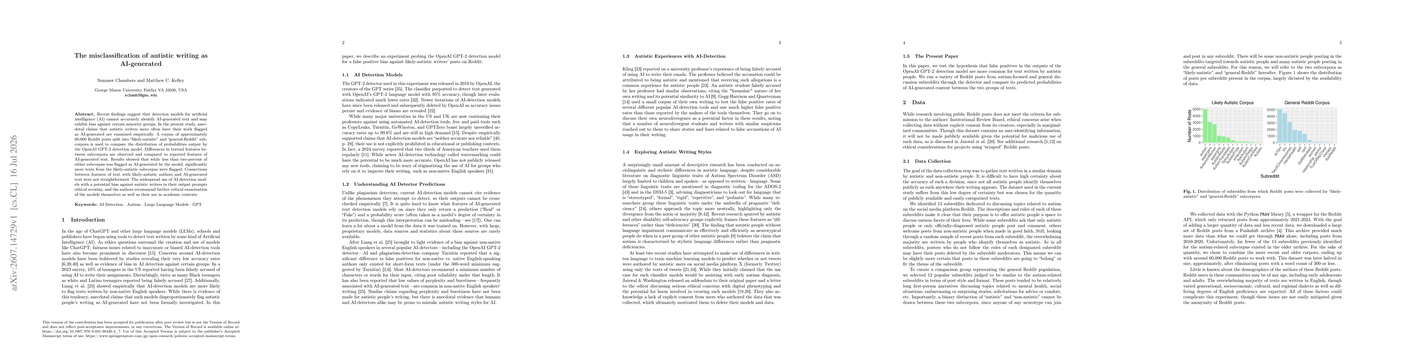 Thumbnail for The Misclassification of Autistic Writing as AI-Generated