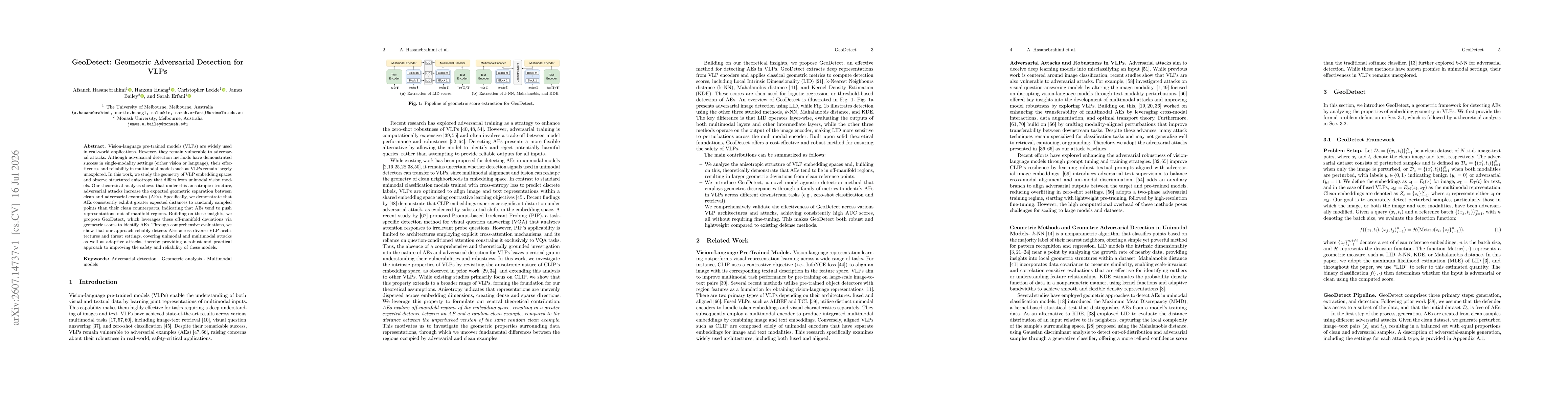 Thumbnail for GeoDetect: Geometric Adversarial Detection for VLPs