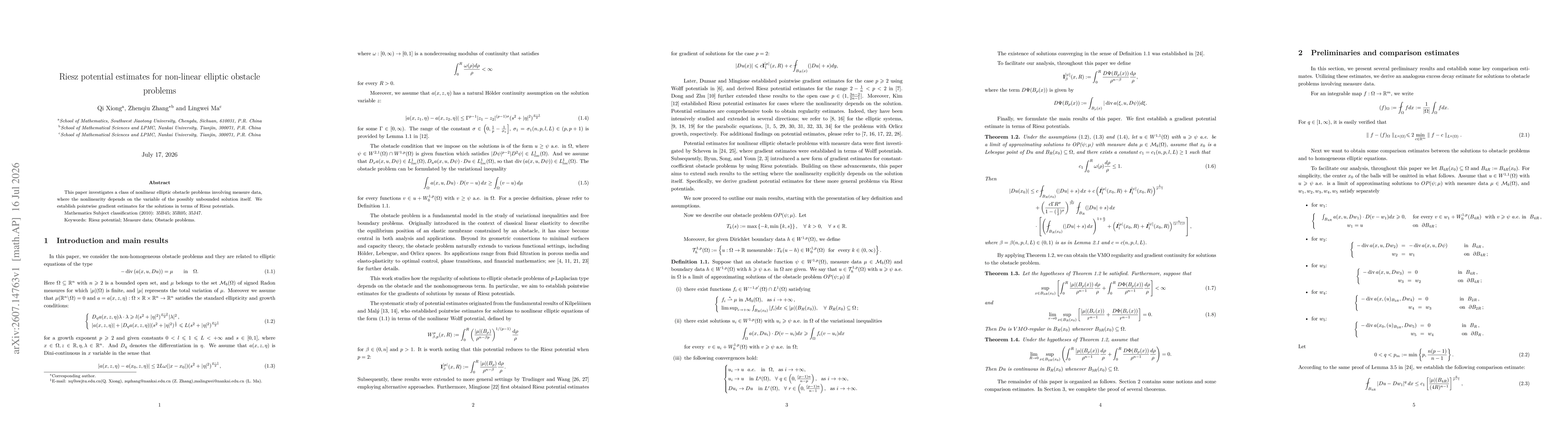 Thumbnail for Riesz potential estimates for non-linear elliptic obstacle problems