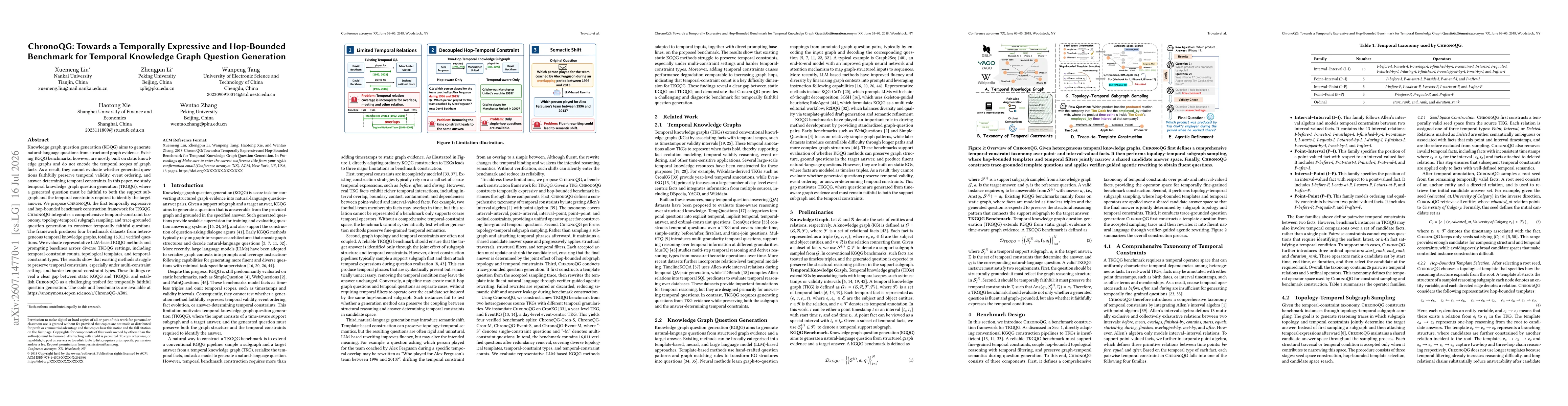 Thumbnail for ChronoQG: Towards a Temporally Expressive and Hop-Bounded Benchmark for Temporal Knowledge Graph Question Generation