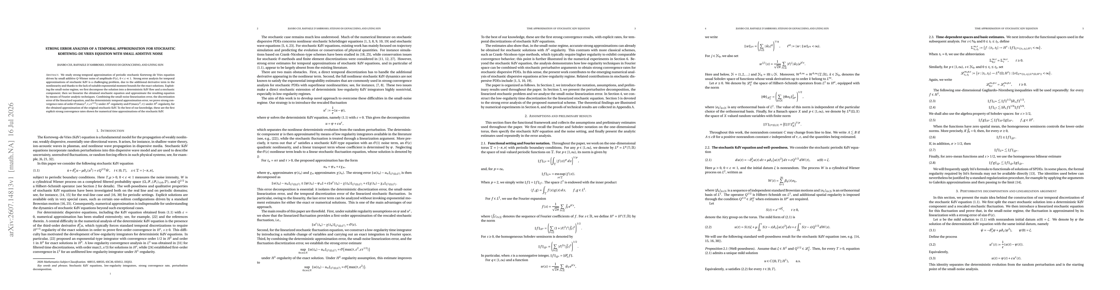 Thumbnail for Strong error analysis of a temporal approximation for stochastic Korteweg-de Vries equation with small additive noise