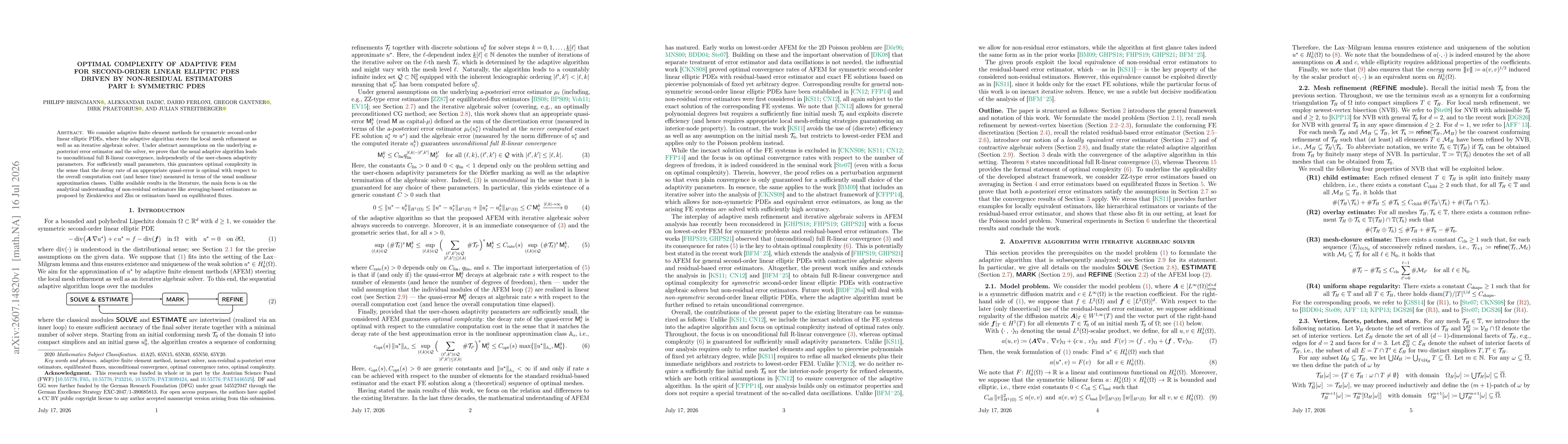 Thumbnail for Optimal complexity of adaptive FEM for second-order linear elliptic PDEs driven by non-residual estimators, Part I: Symmetric PDEs