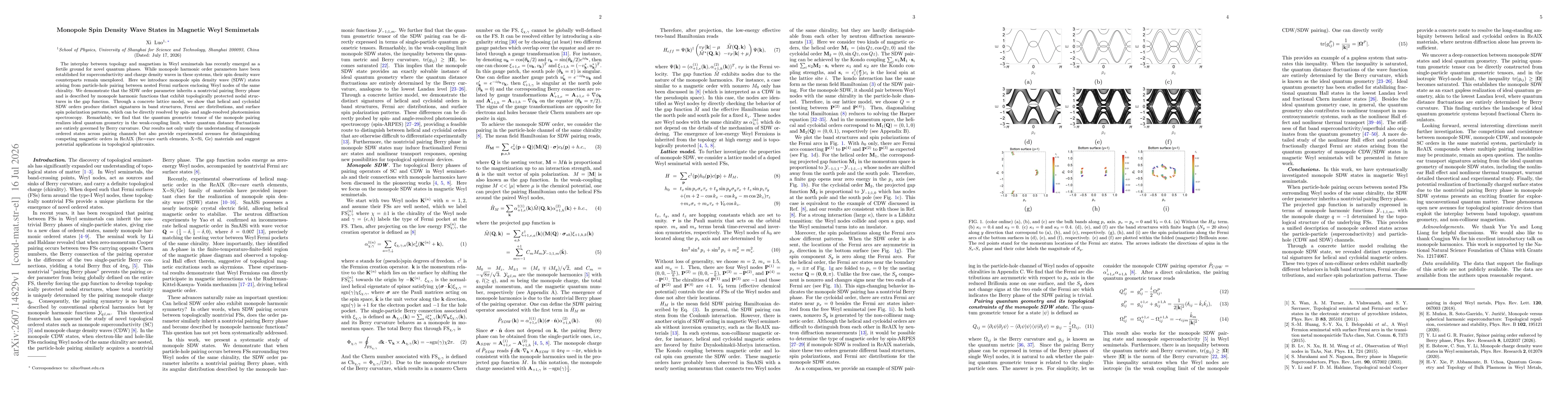 Thumbnail for Monopole Spin Density Wave States in Magnetic Weyl Semimetals