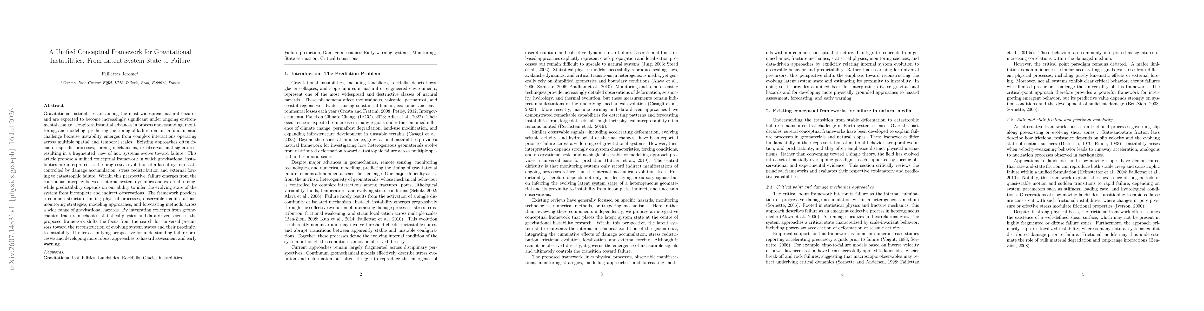 Thumbnail for A Unified Conceptual Framework for Gravitational Instabilities: From Latent System State to Failure