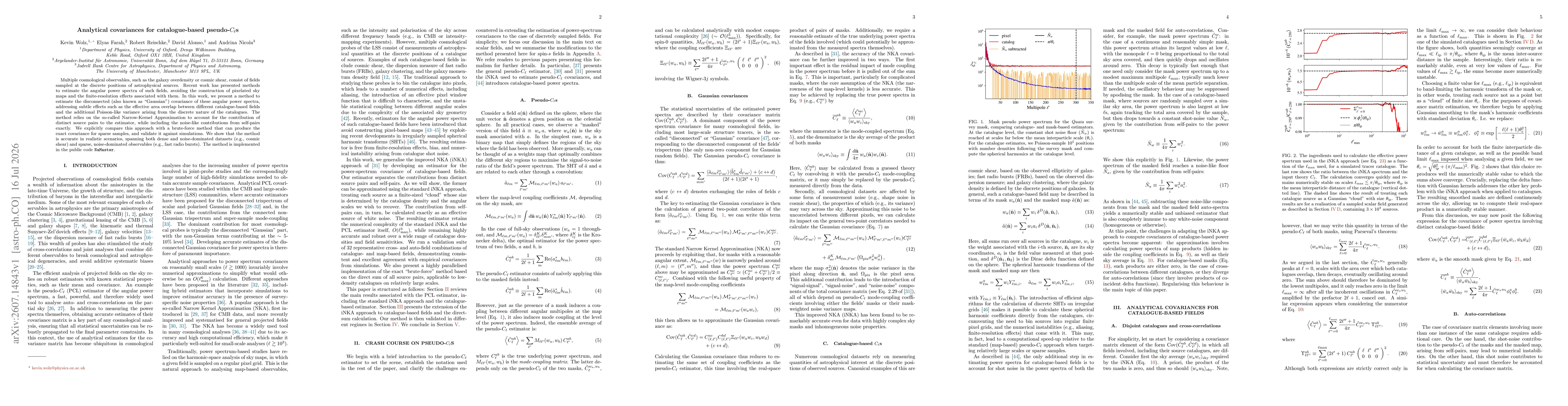 Thumbnail for Analytical covariances for catalogue-based pseudo-$C_\ell$s