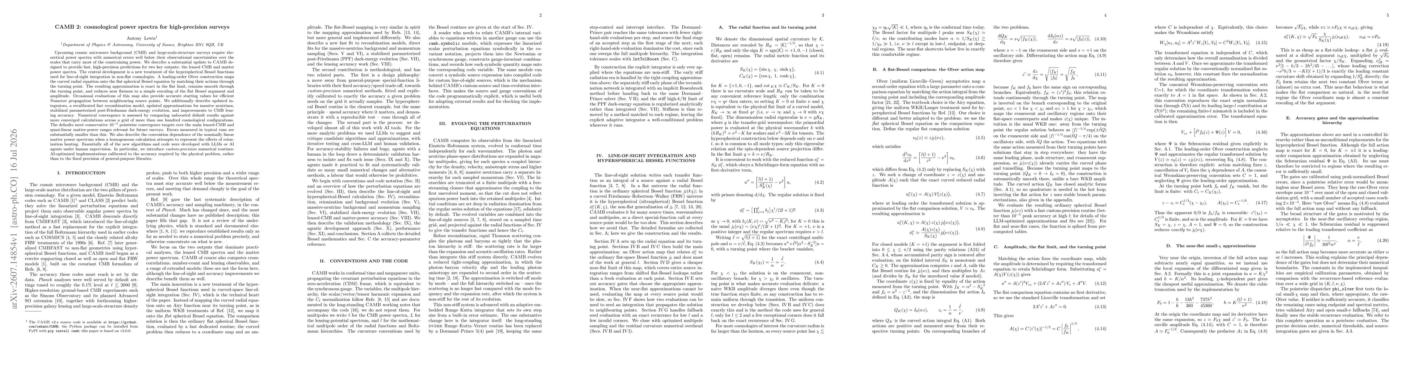 Thumbnail for CAMB v2: cosmological power spectra for high-precision surveys