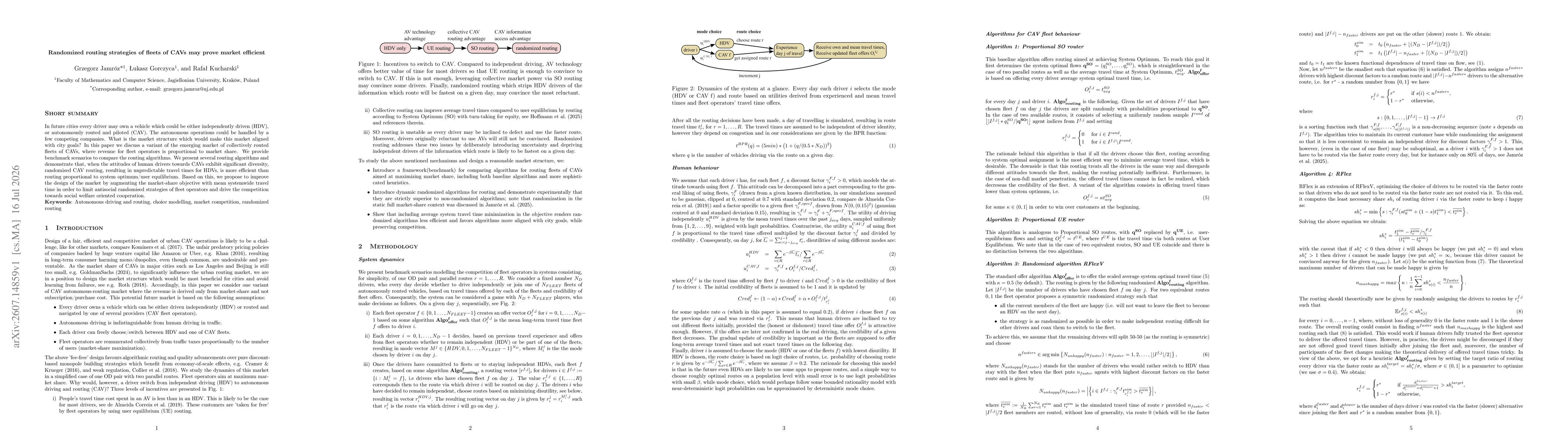 Thumbnail for Randomized routing strategies of fleets of CAVs may prove market efficient