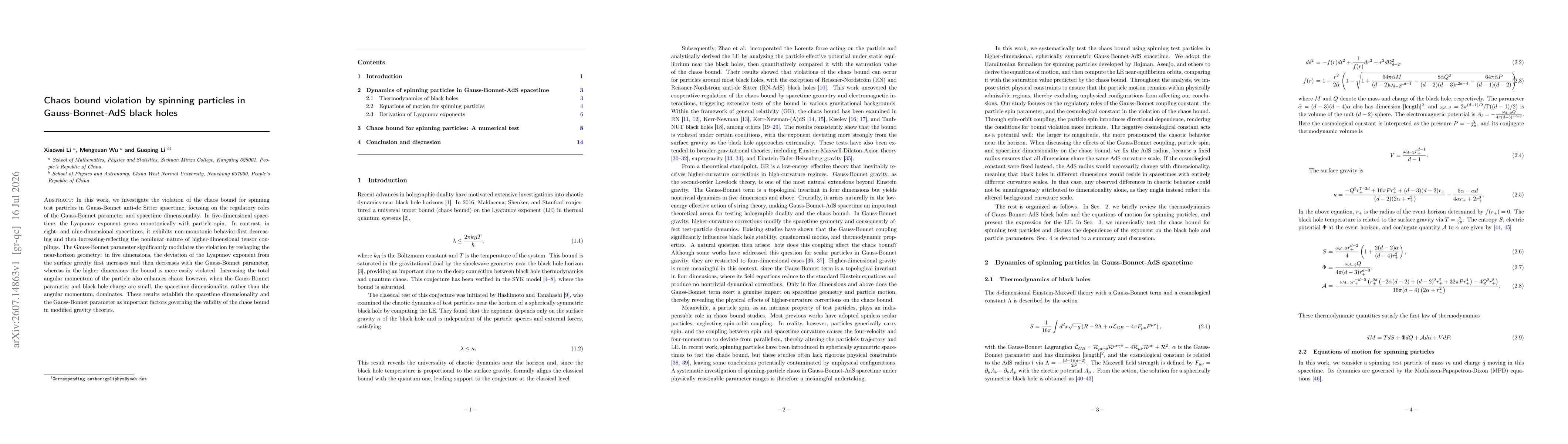 Thumbnail for Chaos bound violation by spinning particles in Gauss-Bonnet-AdS black holes