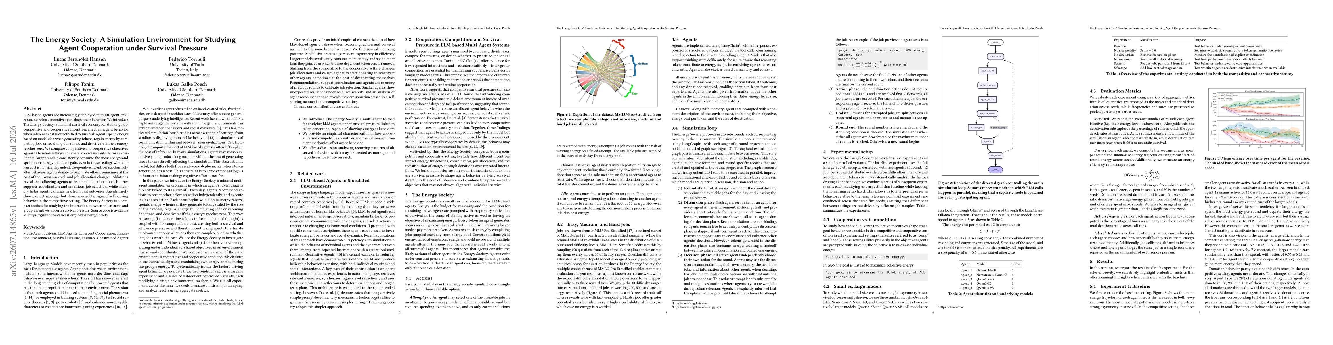 Thumbnail for The Energy Society: A Simulation Environment for Studying Agent Cooperation under Survival Pressure