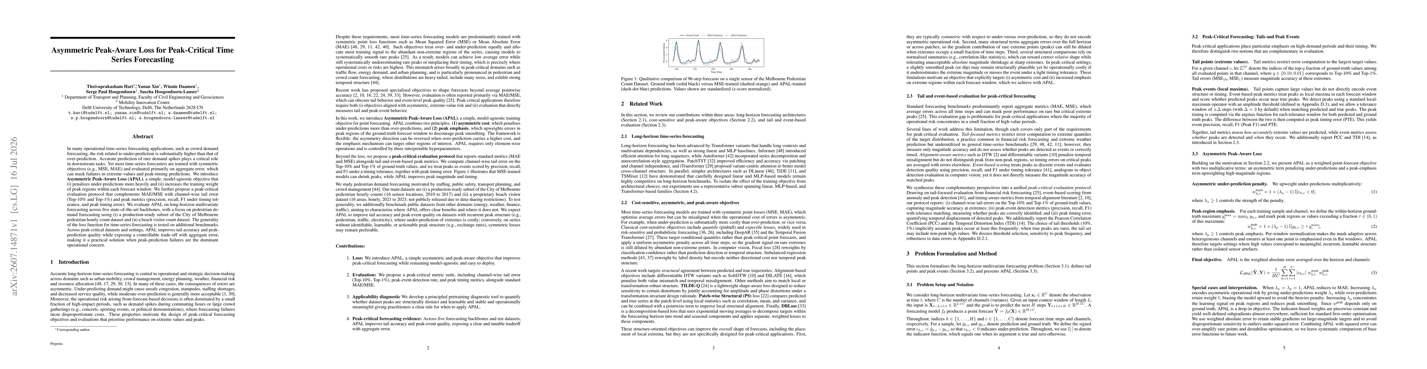 Thumbnail for Asymmetric Peak-Aware Loss for Peak-Critical Time Series Forecasting