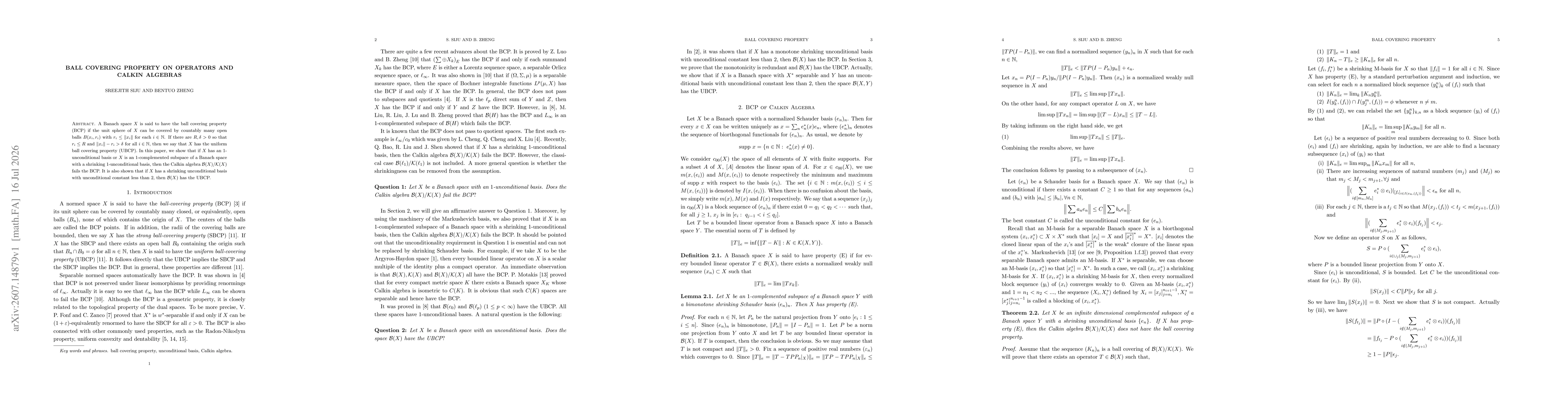 Thumbnail for Ball Covering Property on Operators and Calkin Algebra