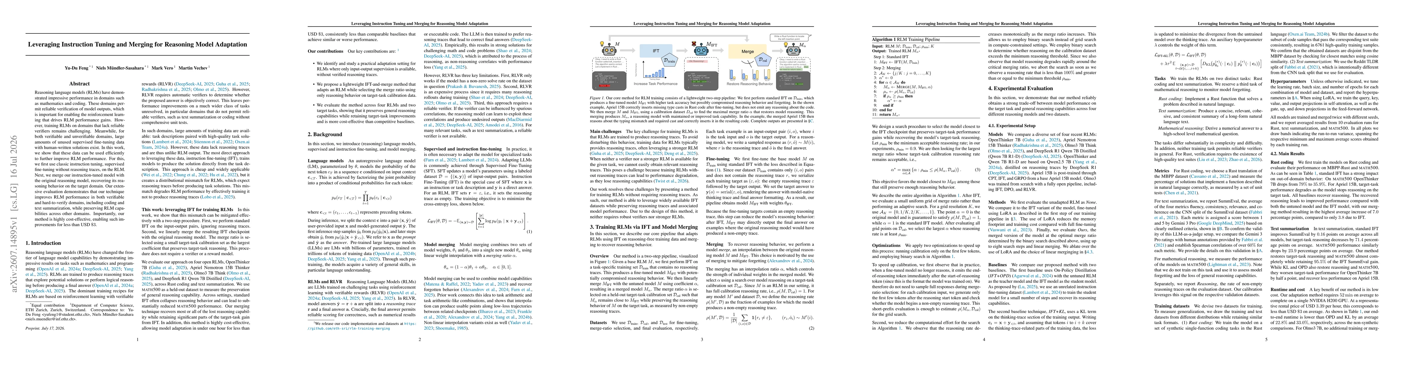 Thumbnail for Leveraging Instruction Tuning and Merging for Reasoning Model Adaptation