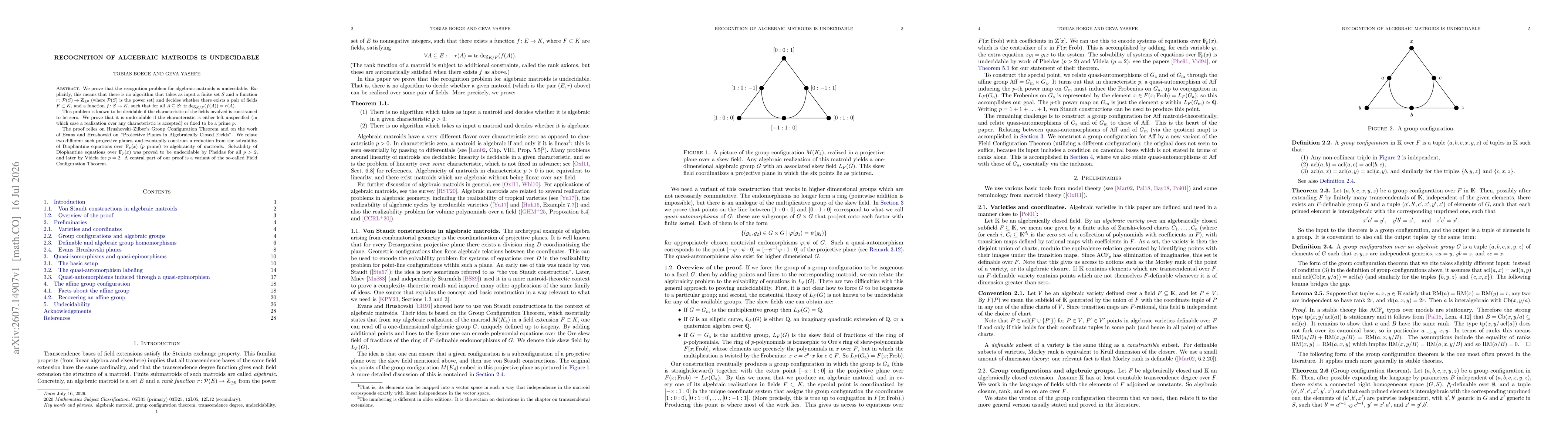Thumbnail for Recognition of algebraic matroids is undecidable