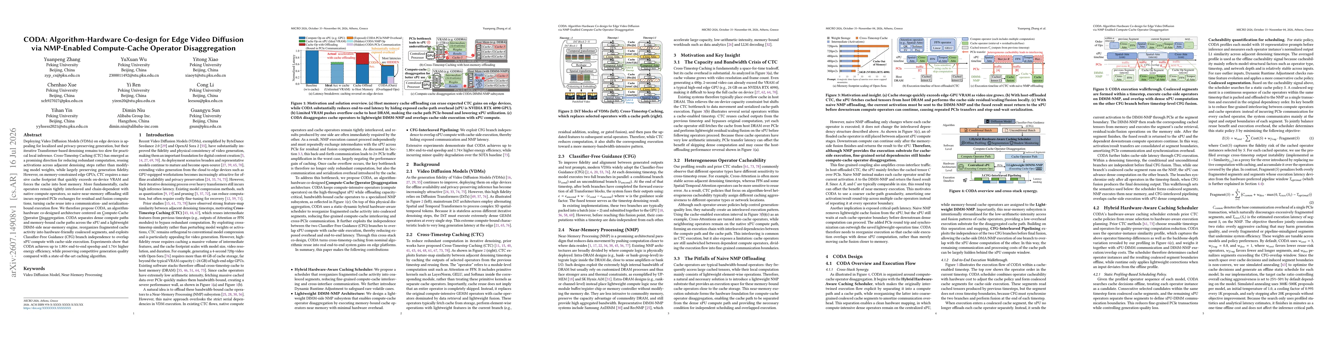 Thumbnail for CODA: Algorithm-Hardware Co-design for Edge Video Diffusion via NMP-Enabled Compute-Cache Operator Disaggregation