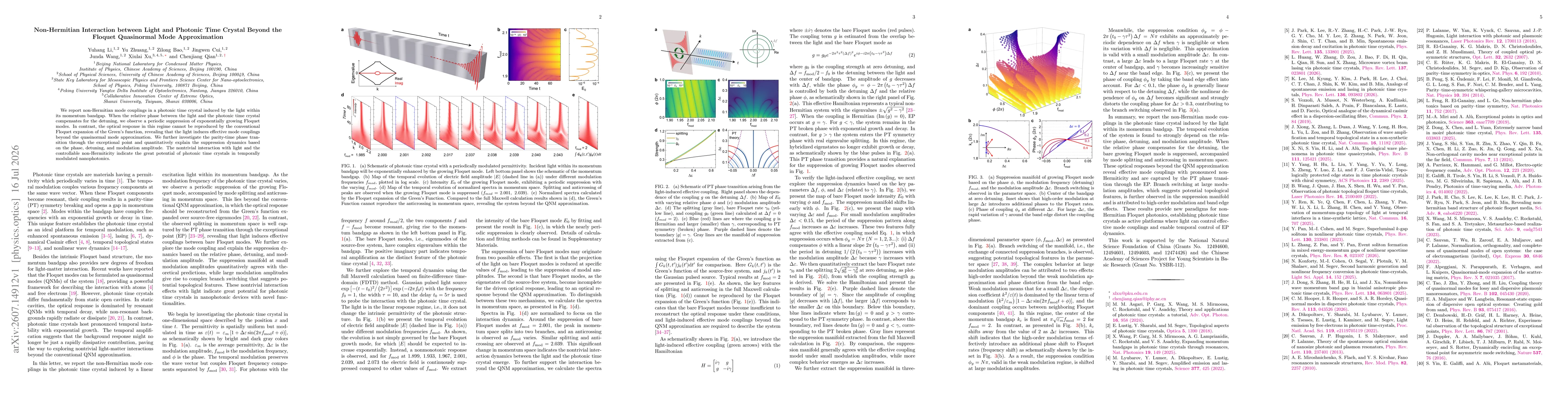 Thumbnail for Non-Hermitian Interaction between Light and Photonic Time Crystal Beyond the Floquet Quasinormal Mode Approximation