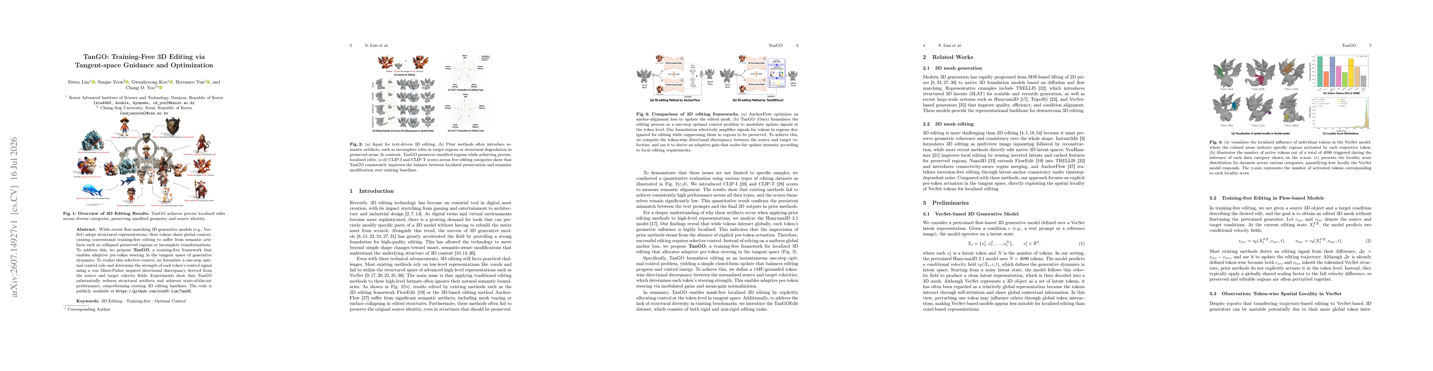 Thumbnail for TanGO: Training-Free 3D Editing via Tangent-Space Guidance and Optimization