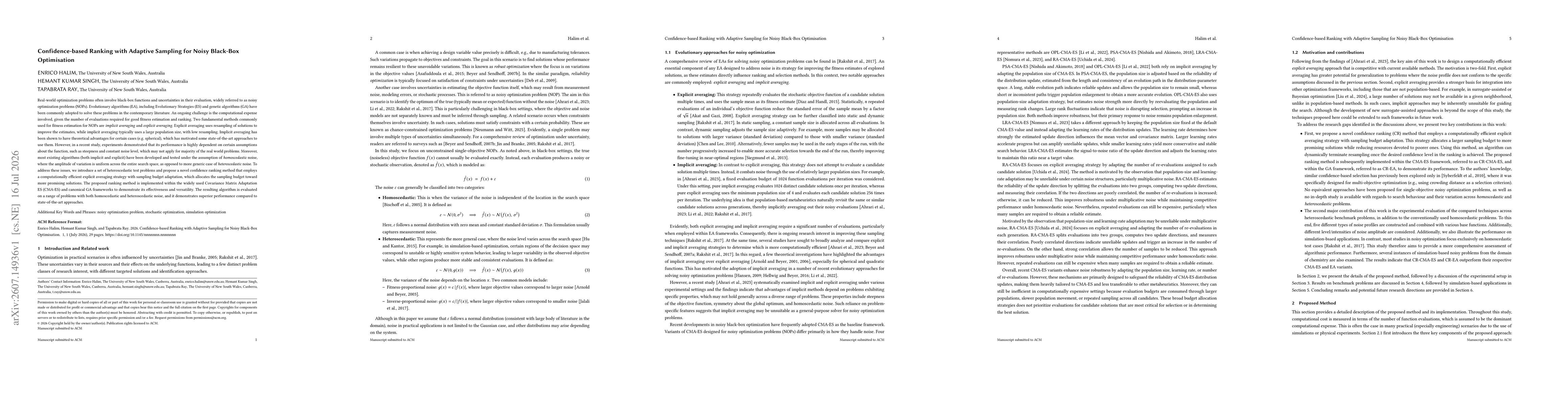 Thumbnail for Confidence-based Ranking with Adaptive Sampling for Noisy Black-Box Optimisation