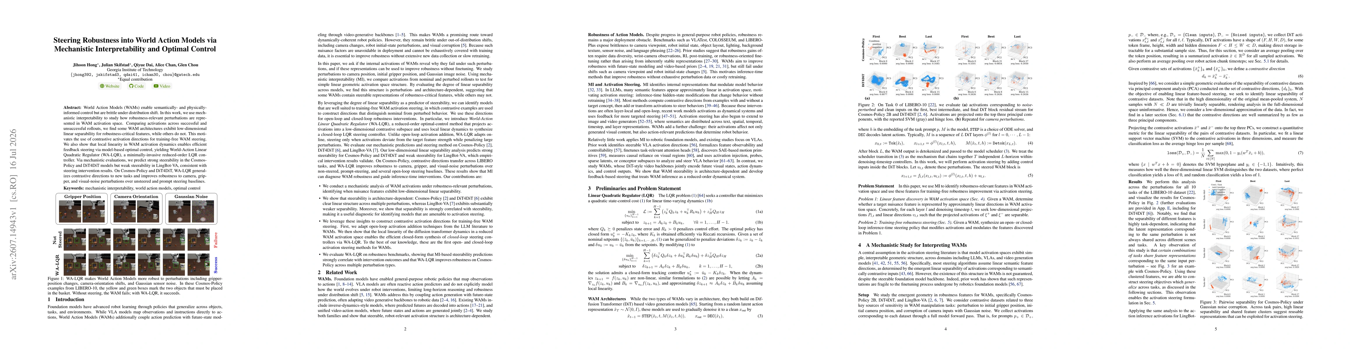 Thumbnail for Steering Robustness into World Action Models via Mechanistic Interpretability and Optimal Control